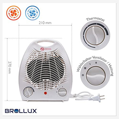 Heizlüfter & Ventilator 2000W Heizgerät FH1 Thermoventilator Elektroheizung Spiralheizkörper Heizspirale Elektroheizkörper weiß