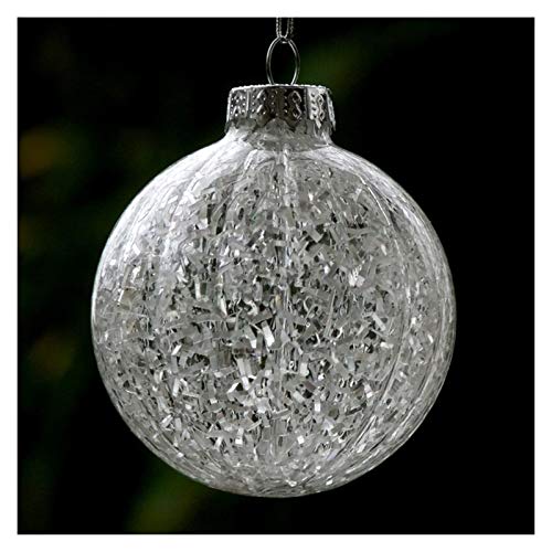 WWWFZS Weihnachtskugel Dekoration Durchmesser = 8 cm 48pcs / Pack Gestreifte Glasweihnachtskugel Mit Inner Glas Chip Dekorative Glasstern Weihnachten Anhänger Weihnachtskugeln