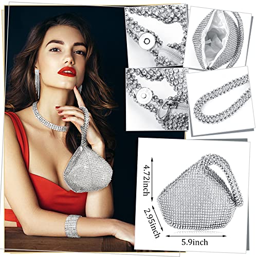 Kakonia 6 Stück Hochzeit Schmuckset für Damen Kristall Braut Halskette Vintage Strass Tasche Ohrringe und Armband Set Hochzeit Verlobung Braut Brautjungfer Dirndl Party Geschenk Schmuck