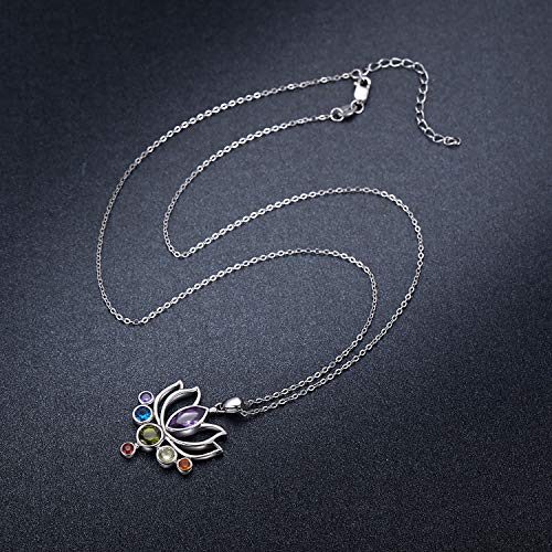 Lotus Halskette 925 Sterling Silber Chakra Kette Yoga Anhänger Halsketten Schmuck Geschenke für Damen Mutter Freundin