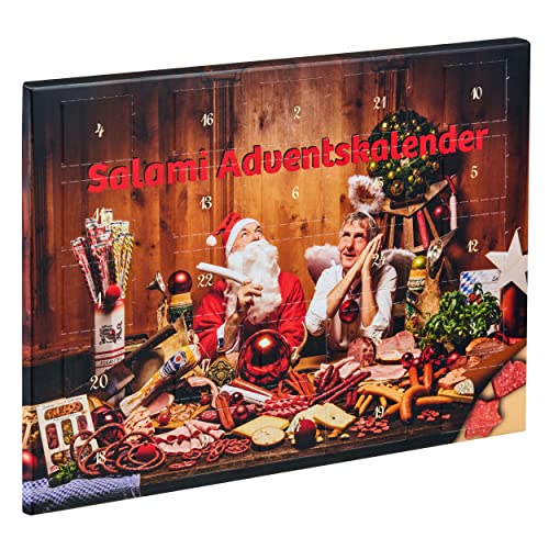 WURSTBARON® Pikanten Salami Adventskalender – 24 Mini Wurst Sterne und Herzen, Snacks und Leckereien für Weihnachten – hochwertige Qualität und rauchige Aromen, 40,8 g