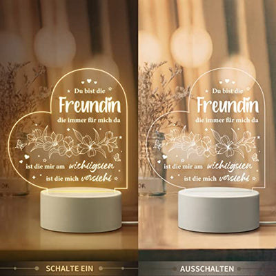 Geschenke für Freundin, Personalisierte Herzförmig Nachtlicht Beste Freundin Geschenke, Geschenk Freundin Geburtstag, Geburtstagsgeschenk für Freundin, Weihnachtsgeschenke für Freundin