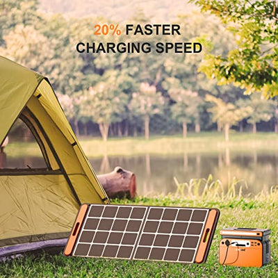 CTECHi Tragbare Powerstation 518Wh/500W, Solar Generator mit LiFe PO4 Batterie, Mobiler Stromspeicher 230V Universal Steckdose AC/DC/USB/USB-C für Camping Garten, Wohnmobil, Notstromaggregat-Orange