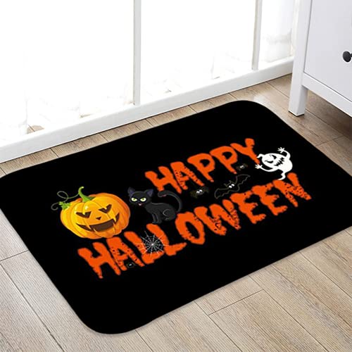 Halloween Fußmatte Welcome Mat Halloween Kürbisse Dekorative Fußmatte, saisonale Herbst Halloween Party Niedrige Profil-Bodenmatte Schalter Matte für Innen Außen 60 cm (B) x 40 cm (L) Größe 4