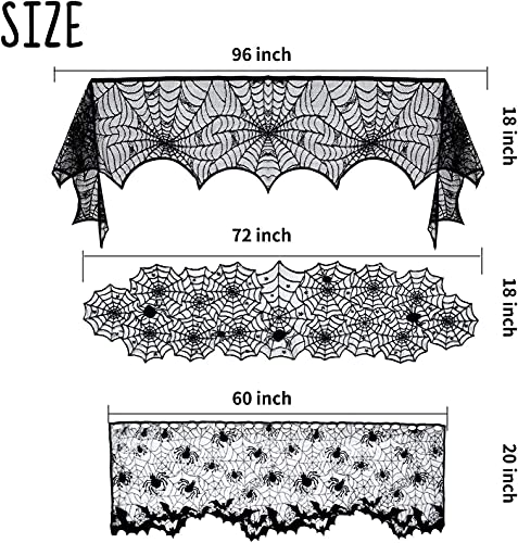 64 Pcs Halloween Deko Spinnennetz Dekoration Spinnen Accessories Tischdecke Set Spinnweben Party Spider Web Netz Schwarz Spinnennetz Tischdekoration Sachen Haus Hängedeko Decocino Tischläufer Zubehör