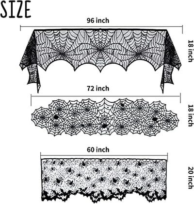 64 Pcs Halloween Deko Spinnennetz Dekoration Spinnen Accessories Tischdecke Set Spinnweben Party Spider Web Netz Schwarz Spinnennetz Tischdekoration Sachen Haus Hängedeko Decocino Tischläufer Zubehör