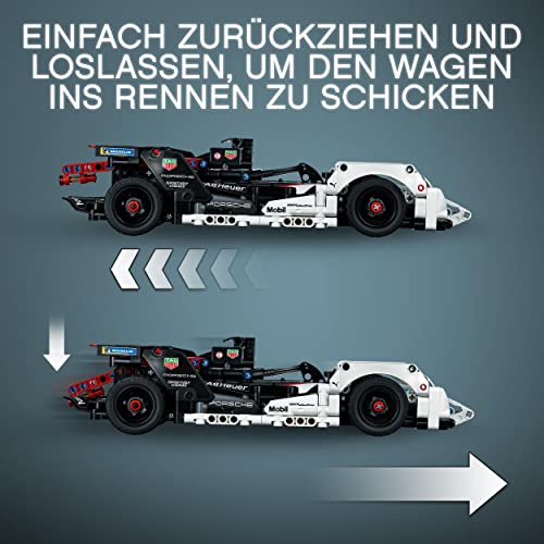 LEGO 42137 Technic Formula E Porsche 99X Electric, Rennauto für Jungen und Mädchen, Modellauto-Bausatz, Spielzeugauto mit Rückziehmotor, Geschenk zu Weihnachten