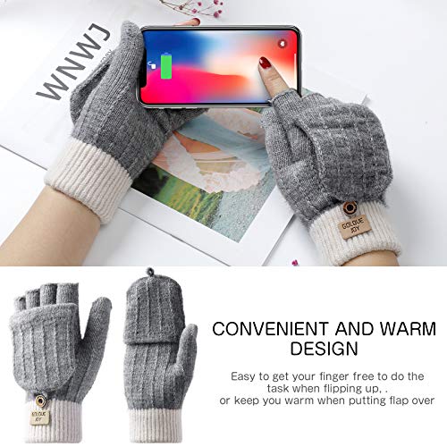 Homealexa Winterhandschuhe Touchscreen Handschuhe Strick Fingerhandschuhe Sport Warm und Winddicht Winterhandschuhe für Skifahren Radfahren und SMS, Geeinget für Damen und Herren (Fingerlos(grau))