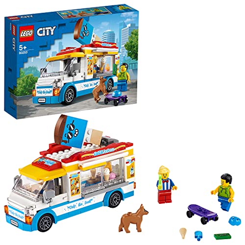 LEGO 60253 City Great Vehicles Eiswagen, kreatives Spielzeug mit Skater- und Hundefigur, Geschenk für Mädchen und Jungen ab 5 Jahren, Kinderspielzeug