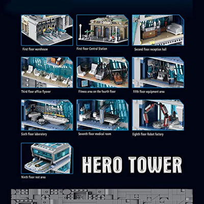 iVansa Super Heroes Avengers Tower Architektur Modellbau Bausteine, 5883 Teile Heroes Tower Modular Haus Bausteine Architektur Klemmbaustein Kompatibel mit Lego