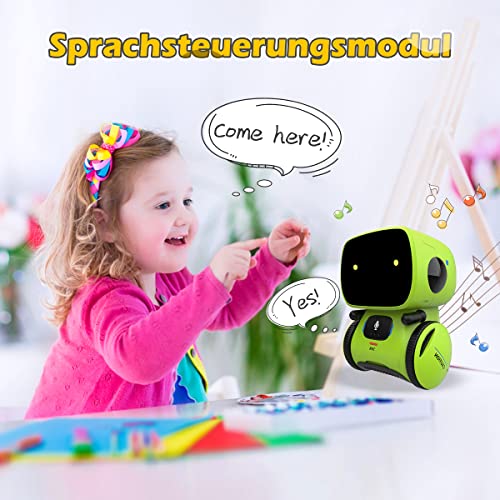 REMOKING Intelligent Roboter Kinder Spielzeug, Interaktives Roboter Lernspielzeug, Geschenke für Jungen Mädchen, Touch-Steuerung, Sprachsteuerung, Sprachaufnahme, Nachsprechen, Tanzen, Musik (Grün)