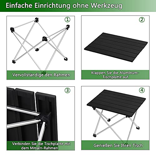 LIANTRAL Tragbarer Campingtisch, Leichter Klapptisch im Freien - Kleiner Kompakter Picknick-Aluminiumtisch mit Tragetasche für Camping, Picknick, Grillen, Wandern, Angeln