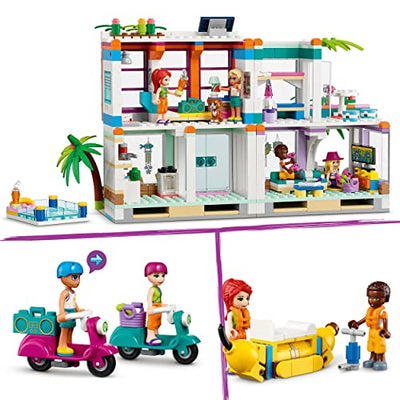 LEGO 41709 Friends Ferienhaus am Strand, Puppenhaus mit Mini-Puppe Mia, Zubehör und einem Schwimmbad, Sommer 2022 Set