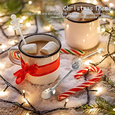 8 Stück Kaffee Löffel, Weihnachtslöffel Edelstahl Teelöffel Weihnachtsgeschenk für Kaffee, Dessertlöffel Weihnachten Style für Kaffee, Tee, Suppe, Dessert, Eiscreme Party Tischdekorationen