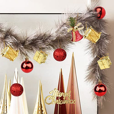 Yisscen Weihnachtskugel Rot Gold, 32 Stück Set Christbaumkugeln, Weihnachtsbaum Bälle Dekorationen, Christbaumkugeln mit Glitzer, für Weihnachtsdeko, Weihnachten Anhänger, Baumschmuck