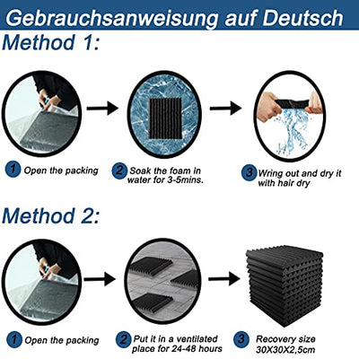 12 Stück Akustikschaumstoff Platten, Schalldämmung aus feuer- und flammhemmendem Material mit hoher Dichte, schallschutzmatte für Live-Studios, Aufnahmestudios, Büros, Heimstudios(30x30x2,5cm)