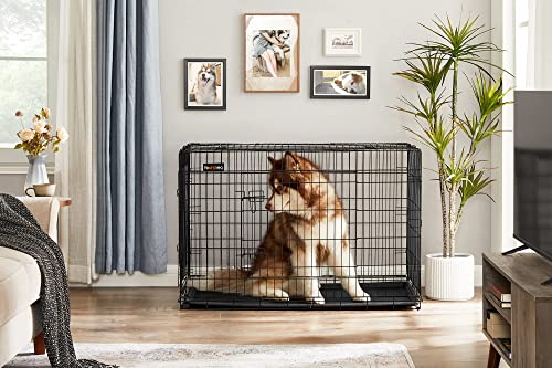 FEANDREA Hundekäfig, Hundebox, klappbar, 122 x 74,5 x 80,5 cm, schwarz PPD48H