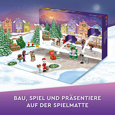 LEGO 41706 Friends Adventskalender 2022, 24 Weihnachtsspielzeuge inkl. Weihnachtsmann, Schneemann und Rentier-Figur, Geschenk zu Weihnachten für Kinder