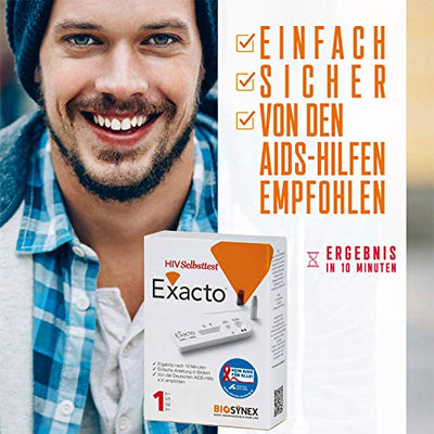 Exacto® HIV Selbsttest für Zuhause – HIV Schnelltest: Anonym, Sicher, Schnell – HIV Test von der Deutschen AIDS-Hilfe empfohlen