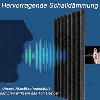 12 Stück Akustikschaumstoff Platten, Schalldämmung aus feuer- und flammhemmendem Material mit hoher Dichte, schallschutzmatte für Live-Studios, Aufnahmestudios, Büros, Heimstudios(30x30x2,5cm)