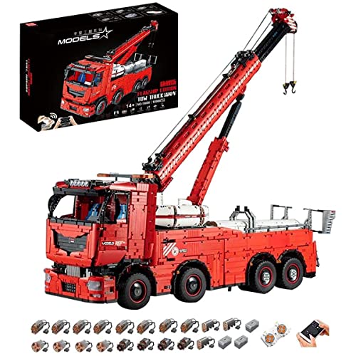 Mould Technik Kran LKW 19008, Technik Pneumatik LKW Ferngesteuert, 10966 Teile Technic Kranwagen Motorisierte Modell mit 19 Motoren, Custom Bausteine Kompatibel mit Lego Technik