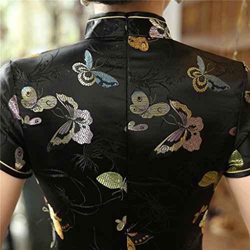 Chinesische chinesische Traditionelle Kleidung Chongsam China Qipao Kleid - Schwarz - 36 DE (Etikettengröße L)