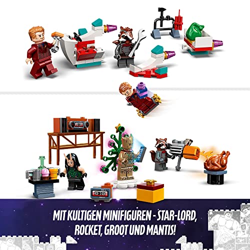 LEGO 76231 Marvel Guardians of The Galaxy Adventskalender 2022 mit Groot, Raumschiff und Superhelden-Minifiguren, baubarer Weihnachtskalender