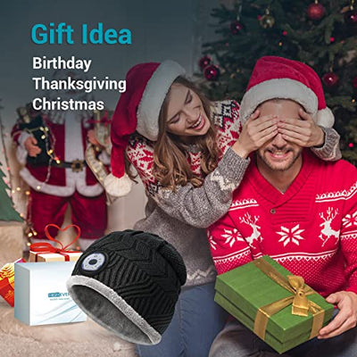 Geschenke für Männer Mütze mit LED Licht - Papa Männer Geschenke Weihnachten LED Mütze, Adventskalender zum Befüllen Gadget Warm Mütze, Kreative Geschenke Geburtstag Geschenke, Schwarz, Einheitsgröße