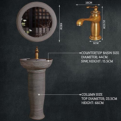 YRRA Waschtisch Stehend, Freistehend Spültisch Standwaschbecken, Handgemacht Badmöbel Set mit Waschbecken für drinnen und draußen,J,Without Mirror