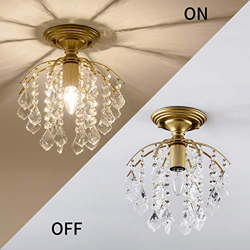 SOZOMO Crystal Chandeliers Lighting, Elegant Crystal Chandeliers Ceiling Lights With E27 Bulb Socket,Chandeliers Ceiling Light for Bedroom Hallway,Gold.