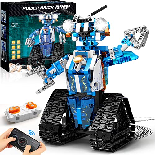 VEPOWER Roboter Kinder Spielzeug,Programmierbar und Ferngesteuerter,APP und Fernbedienung Technik Mint Roboter Bausteine Geschenk für Jungen und Mädchen ab 8 9 10 11 12 Jahren -369 Stück