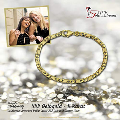 GoldDream Armband 333er Gelbgold Dollar 8 Karat 19cm Echt Schmuck D3GDA0449Y Gold, Gelbgold Armschmuck für die Frau, für den Mann