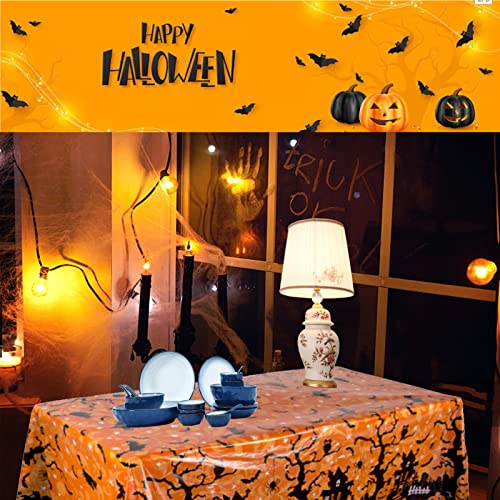 Tischdecke Halloween Deko 2 Stück Halloween Party Tischdecke,Größe 220cm * 130 cm Gruseliger Kürbis Tischdecke Rechteckige wasserdichte Halloween Gruselige Tischdecke für Halloween Party Dekor