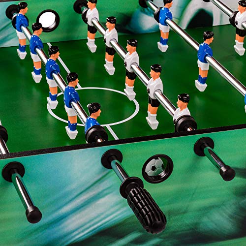 GAMES PLANET Tischfussball „Belfast“, klappbar, Farbe: Soccer, nahtlos hochgezogene Spielfeldecken, inkl. 2 Bälle, Kicker Kickertisch Tischkicker