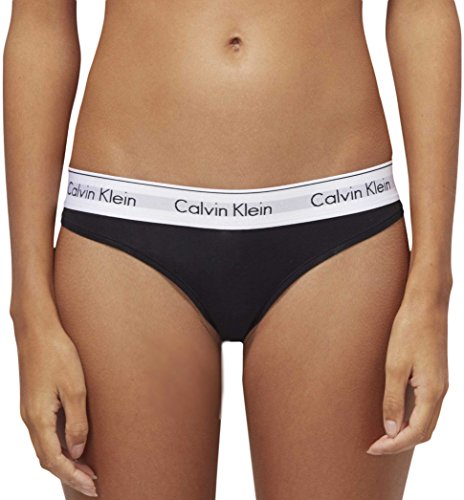 Calvin Klein Damen MODERN COTTON - THONG String, Schwarz (Black 001), S