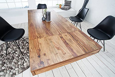 Massiver Esstisch Pure 120-200 cm Sheesham Massivholz ausziehbar Holztisch Küchentisch mit Ansteckplatten