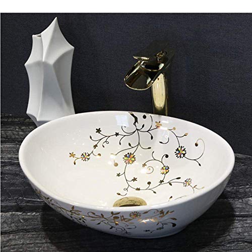 YIQIFEI Jingdezhen Ceramic Table Art Waschbecken Kleine ovale Keramik Waschbecken Waschbecken