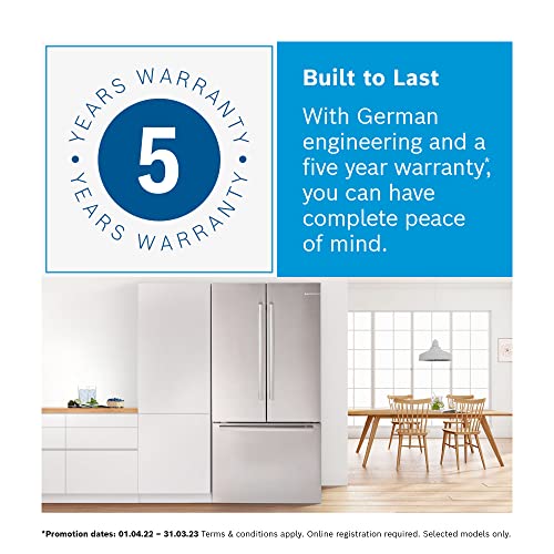 Bosch KFF96PIEP Serie 8 Smarter French Door Kühlschrank, 183 x 90,5 cm, 402 L Kühlen + 171 L Gefrieren, VitaFresh pro 3x längere Frische, NoFrost nie wieder abtauen, Eis- und Wasserspender