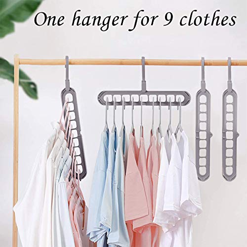 Acslam 6 Stück Kleiderbügel Platzsparende, Multi Kleiderbügel Organizer Stabil Kleiderschrank Platzsparend Schrank Bügel Raumsparbügel Clothes Hanger mit 9 Löchern (Grau-6 Stück)