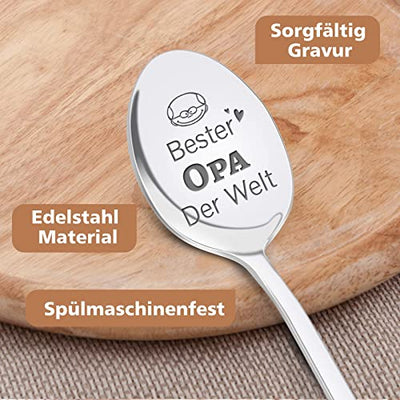 Oma und Opa Geschenke, Tulolvae 2 Stück Kaffeelöffel Gravur mit Bester Opa und Oma der Welt, aus Edelstahl, Weihnachtsgeschenke für Oma und Opa, Geburtstag Weihnachten Geschenke für Großeltern