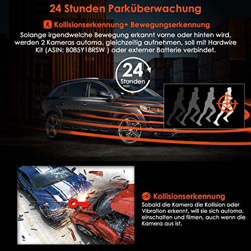 VANTRUE N2S 4K Dashcam Auto Dual 1440P Dash Cam Vorne Hinten, GPS 24Std. Dual Parküberwachung, Dasch-Cam Infrarot Nachtsicht, 2160P Vorne, 2 Zoll 320°Superkondensator Autokamera G Sensor Max. 512GB