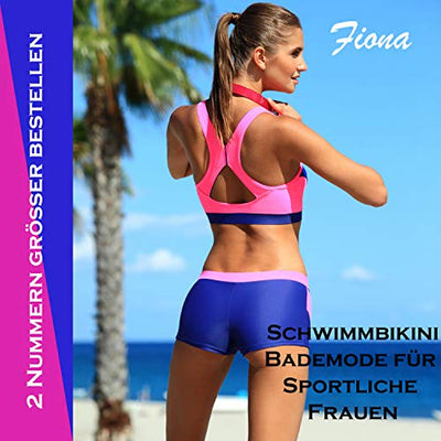 Aqua Speed Damen Bikini Set | Two Piece Swimsuit | Womens Swimwear | Zweiteilige Badebekleidung | Strand Bademode | Zweiteiler für Frauen | Beachwear | Gr. 42, 43 Neon Pink - Navy | Fiona