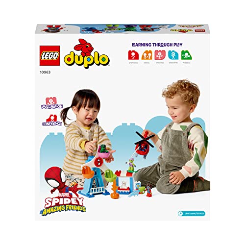 LEGO 10963 DUPLO Marvel Spider-Man & Friends: Jahrmarktabenteuer, Freizeitpark mit Spielzeug-Hubschrauber, Hulk und Green Goblin Figur, Spielzeug für Mädchen und Jungen ab 2 Jahre