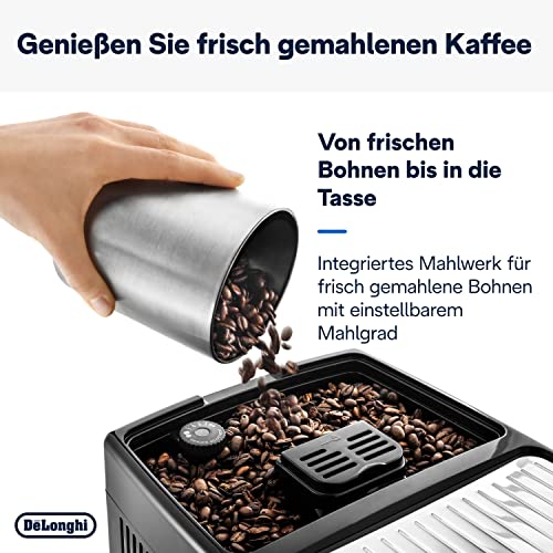 De'Longhi Dinamica ECAM 350.50.B Kaffeevollautomat mit LatteCrema Milchsystem, Cappuccino, Espresso & Kaffee auf Knopfdruck, 2-Tassen-Funktion, Großer 1,8 L Wassertank, schwarz