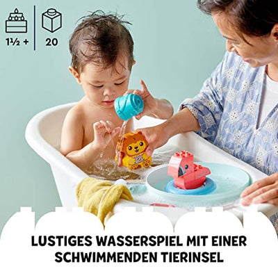 LEGO 10966 DUPLO Badewannenspaß: Schwimmende Tierinsel, Badespielzeug für Babys und Kleinkinder von 1,5 - 3 Jahre, Badewannenspielzeug, Lernspielzeug für Jungen und Mädchen