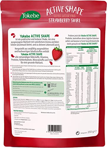 Yokebe ACTIVE SHAPE Strawberry Swirl - Mahlzeitersatz für eine gewichtskontrollierende Ernährung - Diät-Drink mit hohem Proteingehalt und Erdbeer-Geschmack - 250 g = 10 Portionen