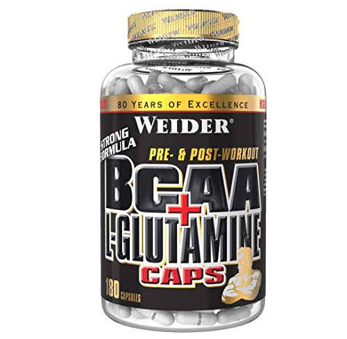 WEIDER BCAA + Glutamin Aminosäuren für Fitness, Bodybuilding u. Krafttraining, 180 Kapseln