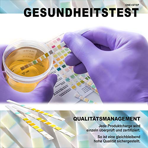 One+Step Gesundheitstest für 10 Werte 15 Stück mit Referenzfarbkarte - Urin Testreifen für Keton pH Glukose Protein und weitere Werte