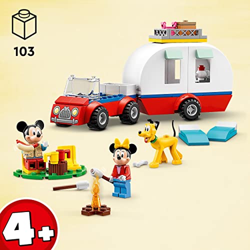 LEGO 10777 Disney Mickys und Minnies Campingausflug, Wohnmobil mit Disney Figuren: Minnie, Micky Maus und Pluto Hund, für Kinder ab 4 Jahre