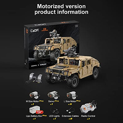 Heid Technik Off-Roader Bauset für Humvee H1, CADA Master C61036w Technik Hummer Geländefahrzeug 4x4 Modellbausatz mit 5 Motoren, 3935 Klemmbausteine Kompatibel mit Lego Technic